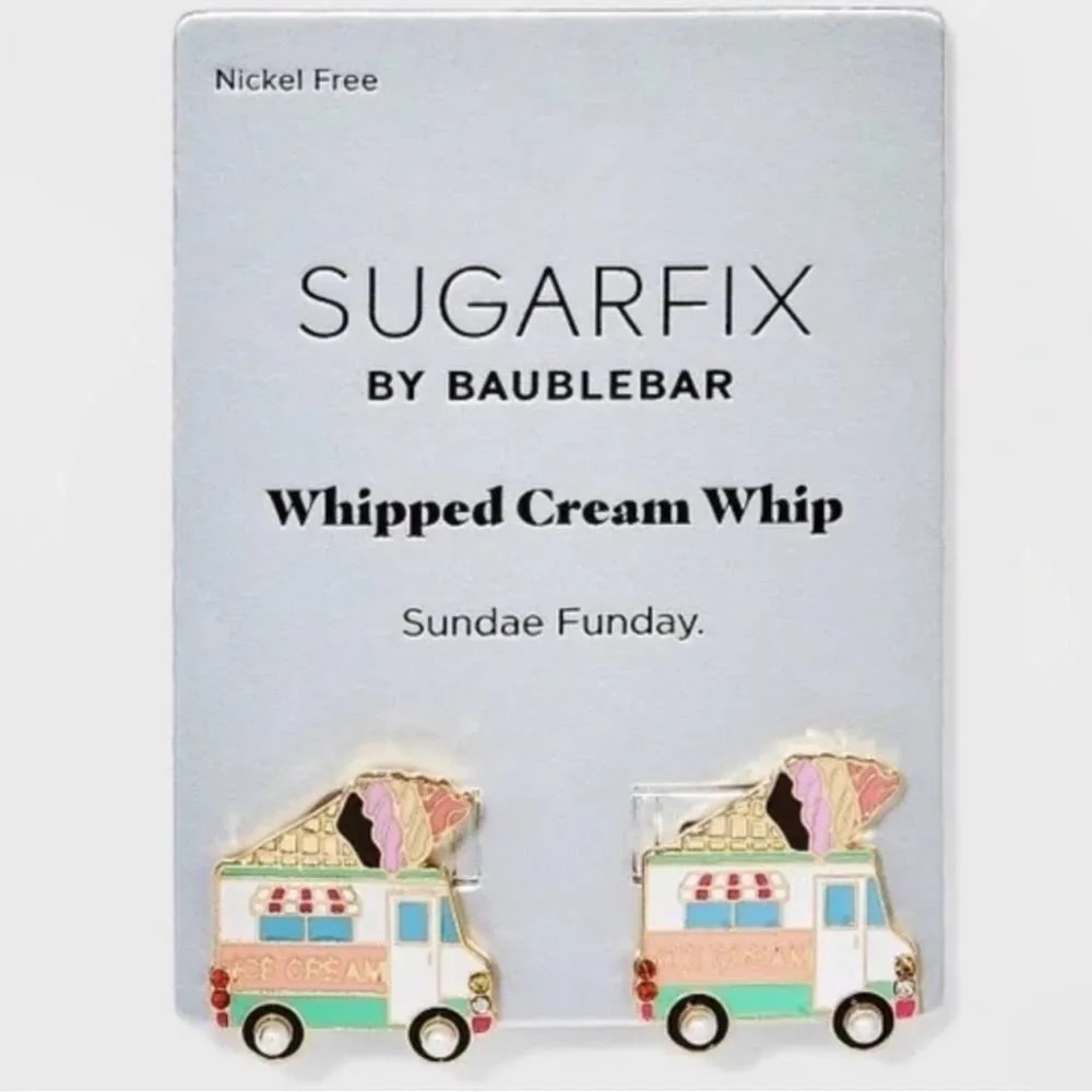 Sugar fix by BaubleBar Whipped Cream Whip Sundae Funday Earrings 
NWT